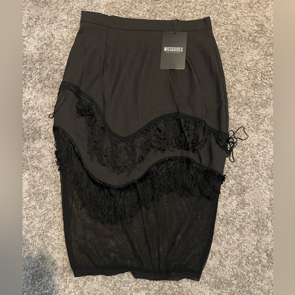 Missguided Fringe and Mesh Pencil Skirt - Picture 2 of 3